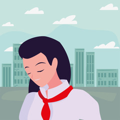 woman chef character with uniform