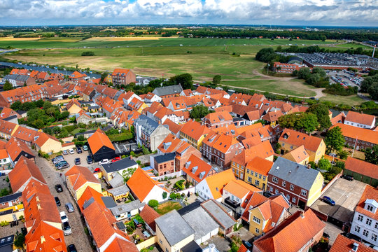 Red roof in Ribe city Denmark