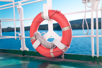Life buoy on ferry
