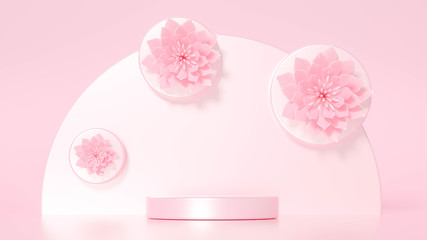 Minimalism abstract background, pedestal. 3d illustration, 3d rendering.