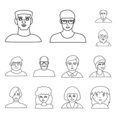 Isolated object of fashion and haircut logo. Set of fashion and nationality vector icon for stock.