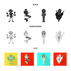 Isolated object of mystic and hell logo. Collection of mystic and devilry stock vector illustration.