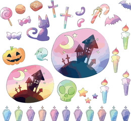 水彩風ゆめかわカラーのハロウィンセット