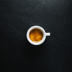 Cup of fresh made coffee served in cup