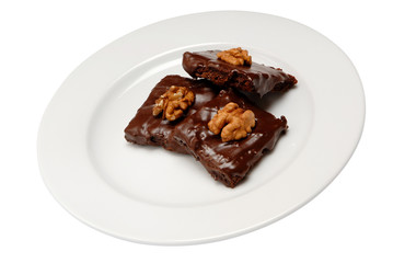 Chocolate Chip Cookie on plate on a white isolated background