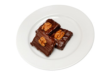 Chocolate Chip Cookie on plate on a white isolated background