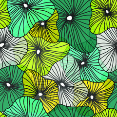 Seamless vector pattern with bright decorative flowers. Funny multicolor background, nature texture