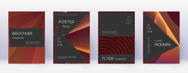 Black brochure design template set. Orange abstrac