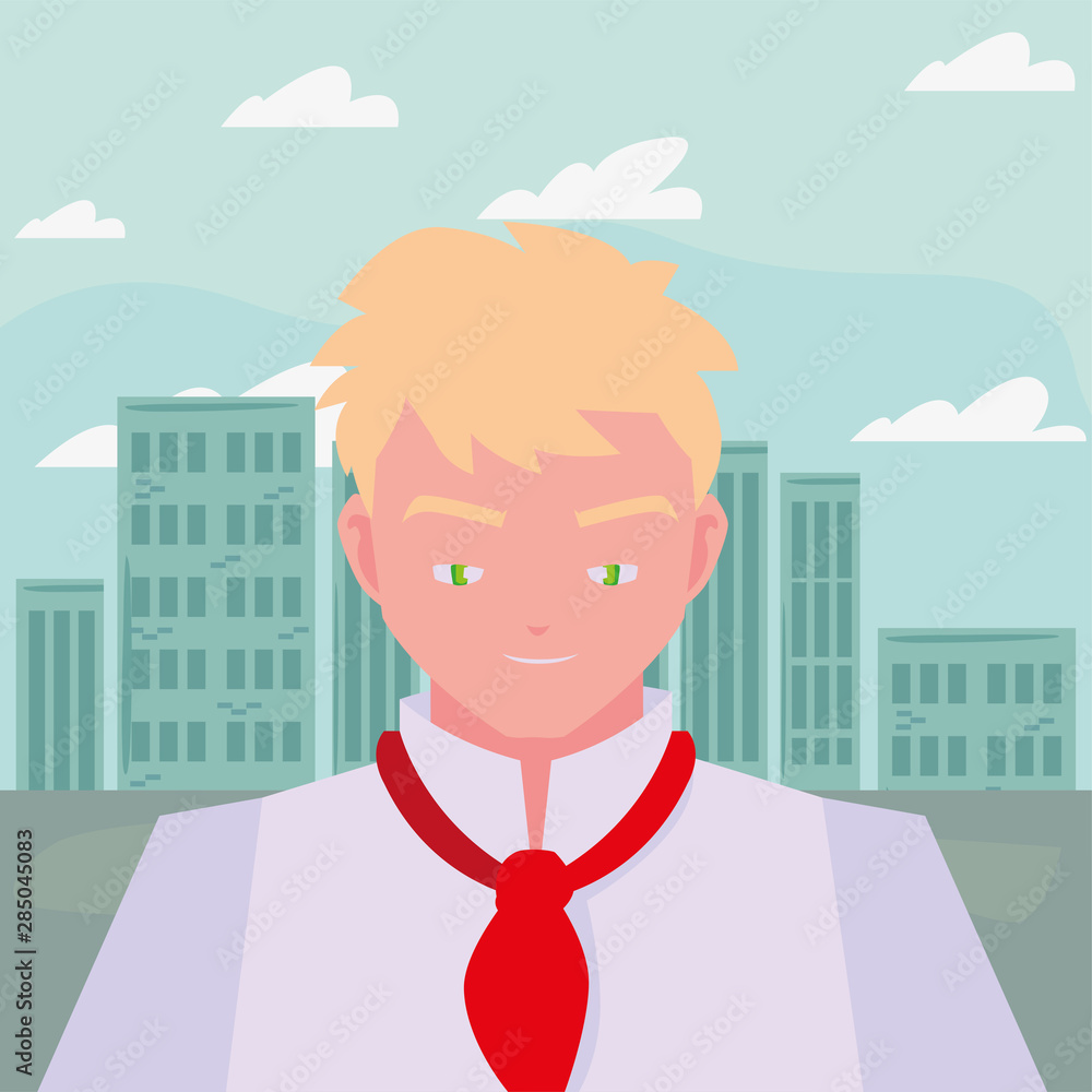 Poster man chef character with uniform