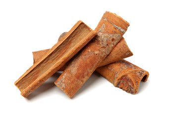 Cinnamon on a white background