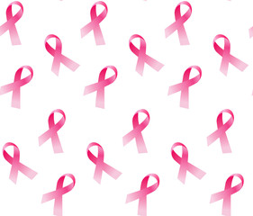 Seamless pattern pink ribbon. Breast Cancer Awareness Month Campaign. 