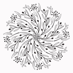 Floral doodle mandala. Vector flower mandala. Circle flower ornaments. - 285046239