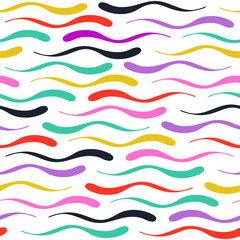 Seamless geometric pattern with wavy lines. Decorative abstract background in positive colors