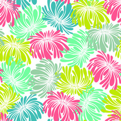 Abstract seamless pattern with flowers. Colorful floral backgound. Decorative print with plants