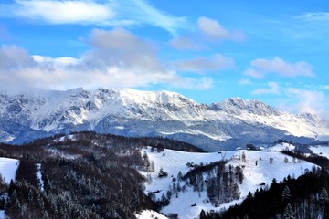 Fototapeta na wymiar landscape with Bucegi mountains in winter