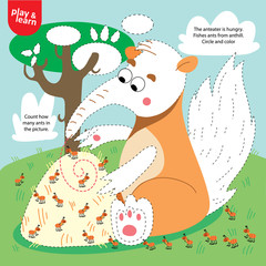 Drawing Game Tutorial Anteater Printable Template Vector