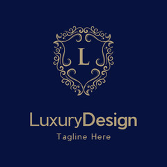 Premium monogram letter L initials ornate signature logotype. L Letter Gold luxury vintage monogram floral decorative logo