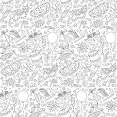 Fototapeta na wymiar Masquerade doodles seamless vector pattern