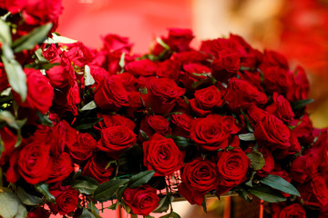 beautiful red roses. roses in the interior. many red roses