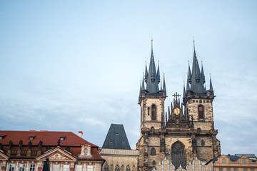 Obraz premium The Church of Mother of God before Tyn, Church of Our Lady before Tyn. Old Town Square with gothic church.