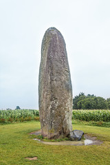 The biggest Menhir isolated in a field. Dol de Bretagne. Brittany, France