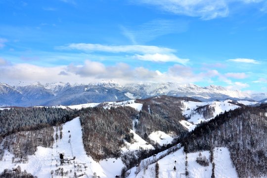 landscape with Bucegi mountains in winter © sebi_2569