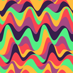 seamless positive vector of wavy lines, colorful print for girls and boys, abstract liquid pattern, bright background of curves