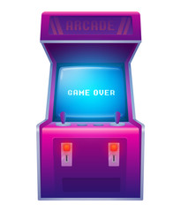 Arcade machine. Retro arcade game machine. Isolated vector illustration - obrazy, fototapety, plakaty