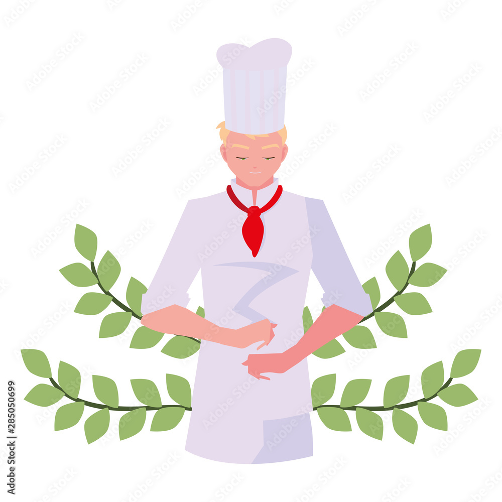 Poster man chef character with uniform