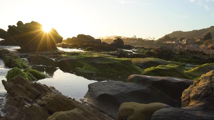  Rocky Riffs at Low Tide During Sunset. Eldwayen Ocean Park, Pismo Beach, California