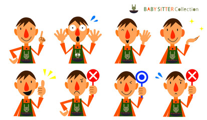 保育士　男性　アイコン　セット