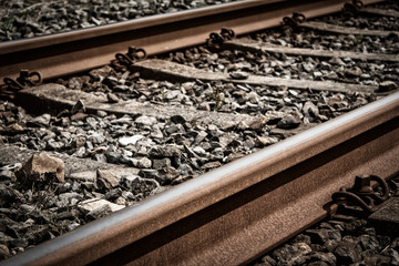 Railway Track, Sleepers and Ballast - Close Up
