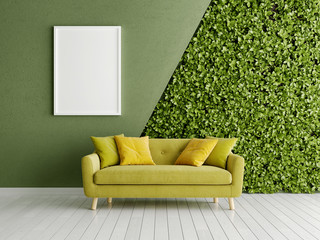 Room with green vertical gardens