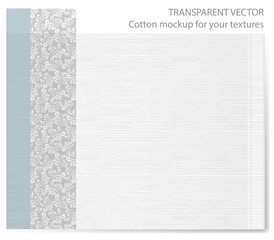  Light pattern with cotton or linen texture. Vector background for your design with transparent shadows