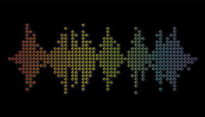 3D Pulse music player. Audio rainbow mosaic wave logo