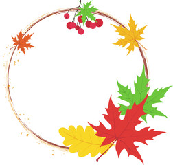 Vector frame with colorful leaves. 