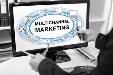 Multichannel marketing concept on a computer monitor