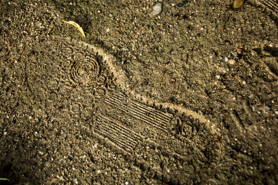 Sneaker footprint in the sand
