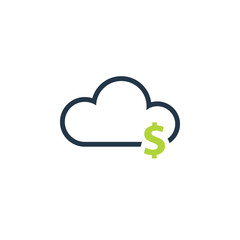 Cost cloud outline icon. Clipart image isolated on white background