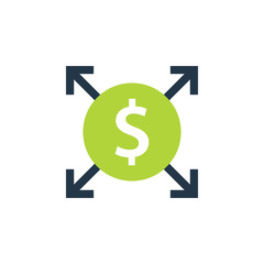 Cost expansion icon. Clipart image isolated on white background
