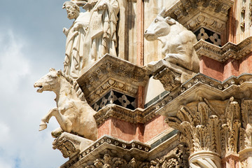 Detail of façade of Duomo of Siena