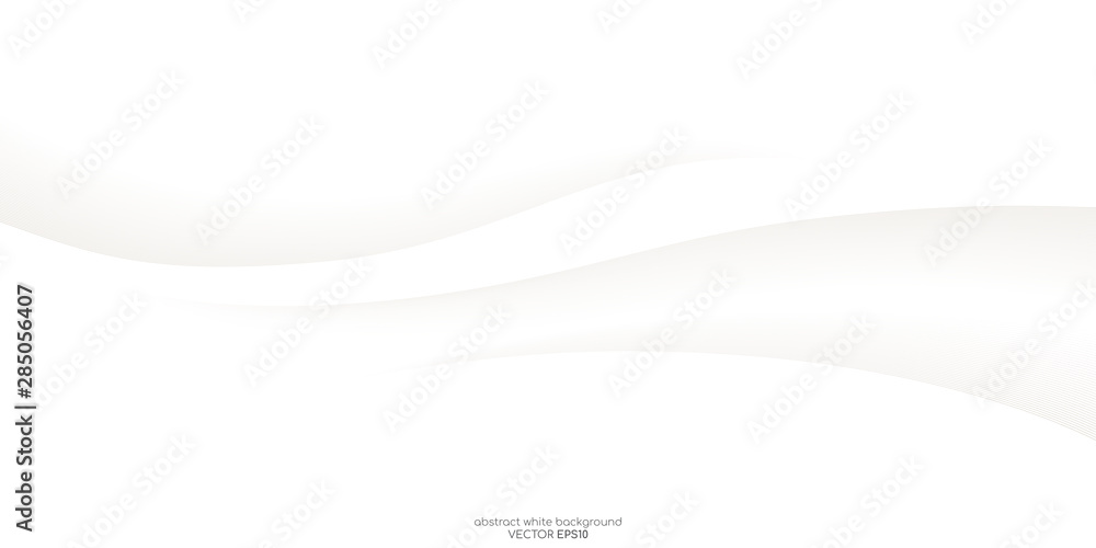 Aufkleber Abstract white background 3D concave wave texture smooth curve line with shadow. For vector background, banner, divider, design element.