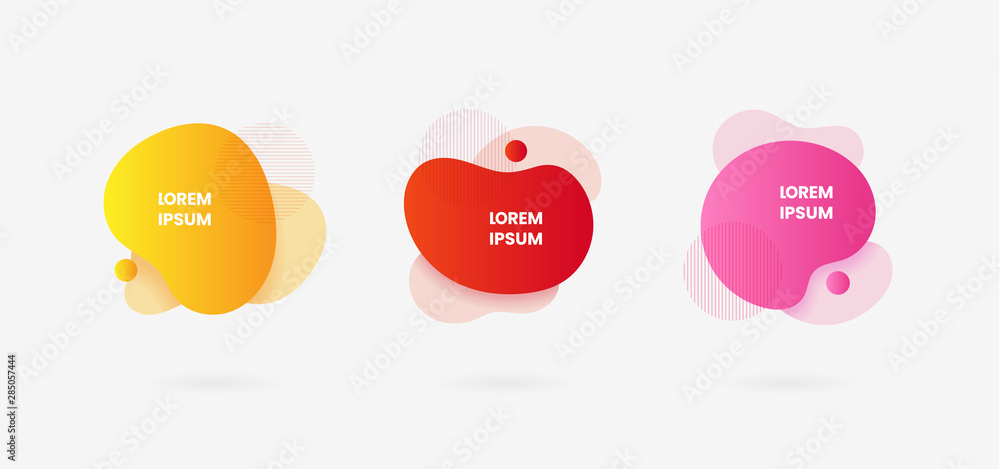 Poster set of simple liquid soft color abstract dynamic geometric shape background modern design. fluid bub