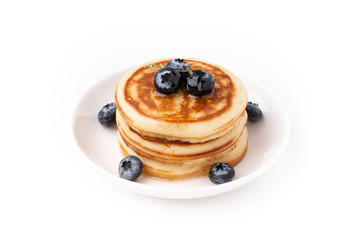 Pancake with blue berry food on isolated white background