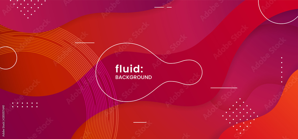 Poster dynamic wavy abstract background. trendy modern gradient liquid shape composition with geometric dot