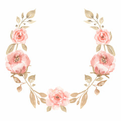 Watercolor hand drawn flowers set. Beautiful delicate wreath in neutral trendy colors. Elegant floral collection with isolated gentle leaves and flowers. Design for invitation, wedding or  cards.