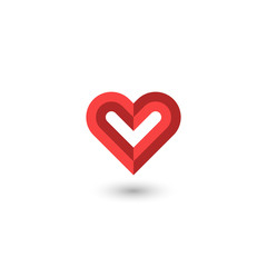 Faceted red heart logo creative 3D symbol of a volunteer organization or a symbol of donation