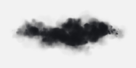 Monochrome printing raster, abstract vector halftone background. Black and white texture of dots.