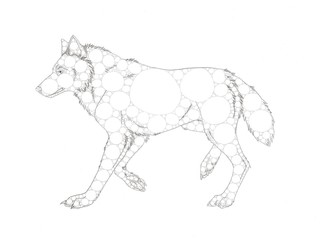 Wolf made up of circles and ellipses