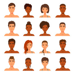 Avatar collection for men and women. Faces icons of the boys and girls.